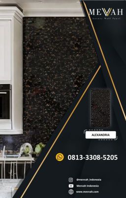 Dinding Panel PVC Corak Marmer Hitam Untuk Dapur Di Kendari