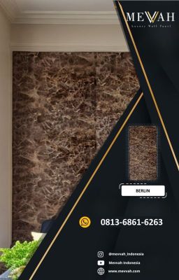 Dinding Panel PVC Motif Marble Coklat Untuk Ruang Tamu Di Batang Cenaku