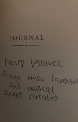 Henry Vasquez Piano Music Inventory and Music Sheet Catalog (A short inventory)