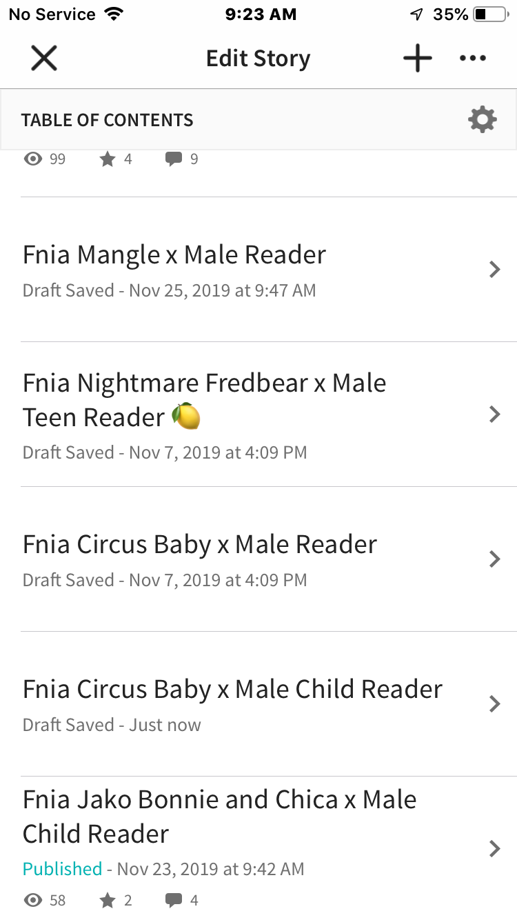 My work on the new requested chapters - Story Fnia x male reader