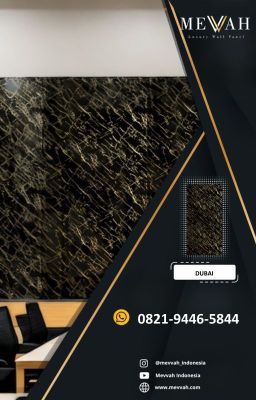 Panel Dinding PVC Corak Marble Hitam Untuk Kantor Di Bombana