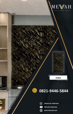 Panel Tembok PVC Motif Marmer Hitam Untuk Dapur Di Buton