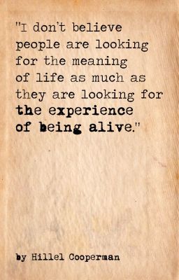 The Experience of Being Alive