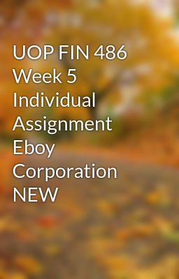 UOP FIN 486 Week 5 Individual Assignment Eboy Corporation NEW