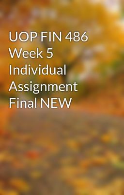 UOP FIN 486 Week 5 Individual Assignment Final NEW