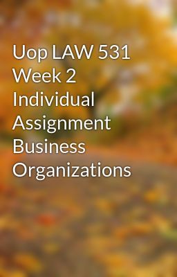 Uop LAW 531 Week 2 Individual Assignment Business Organizations